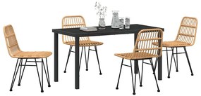 vidaXL Σέτ φαγητού για κήπο 5 pcs Καφέ Χάλυβας με επίστρωση πούδρας