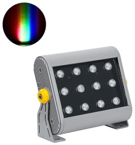 GloboStar FLOOD-HENA 90641 Προβολέας Wall Washer για Φωτισμό Κτιρίων LED 24W 2400lm 30° DC 24V Αδιάβροχο IP65 Μ22.5 x Π6 x Υ16.5cm Πολύχρωμο RGB DMX512 - Ασημί - 3 Years Warranty