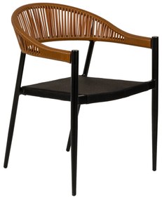 Πολυθρόνα Κήπου LIVINGSTONE Μαύρο/Καφέ Αλουμίνιο/Rattan 56x55x76cm