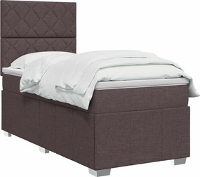 vidaXL Κρεβάτι box spring με στρώμα Σκούρο Καφέ 90 x 200 cm Ύφασμα