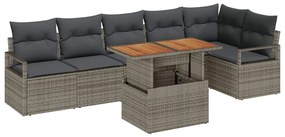 vidaXL Σετ Καναπέ Κήπου με αποθήκευση 7 pcs Γκρι Πολυ ράταν