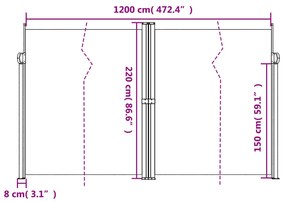 Σκίαστρο Πλαϊνό Συρόμενο Τερακότα 220x1200 εκ. - Πορτοκαλί