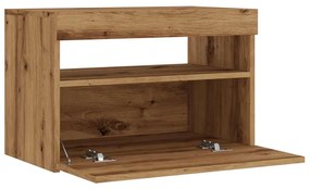 ντουλάπι τηλεόρασης με φώτα LED Artisan Oak Κατασκευασμένο ξύλο - Καφέ