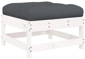 vidaXL Υποπόδια Κήπου με Μαξιλάρια 2 τεμ. Λευκά από Μασίφ Ξύλο Πεύκου