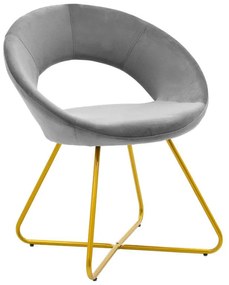 Chair Valentina metal golden with velvet grey 65x60x82 εκ.