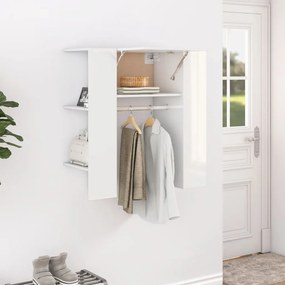 vidaXL Ντουλάπι Διαδρόμου Γυαλιστ. Λευκό 35x34x90εκ.Επεξεργασμένο Ξύλο