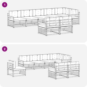 vidaXL Σειρά Καναπέ Εξωτερικού 8 pcs Άσπρο και Ανθρακί Πολυεστέρας