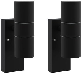 vidaXL Φωτιστικά τοίχου 2 τεμ Μαύρο Ανοξείδωτο IP44