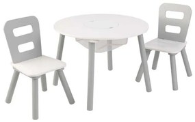 Τραπεζαρία KidKraft Round Table and 2 Chair Set-Λευκό / Γκρι