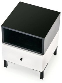 SILVIA bedside table, white - black DIOMMI V-PL-SILVIA-SZAFKA_N-BIAŁY/CZARNY