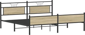 vidaXL Σκελετός Κρεβ. Χωρίς Στρώμα Sonoma Δρυς 193x203 εκ. Μεταλλικό