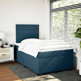 vidaXL Κρεβάτι Boxspring με Στρώμα Μπλε 120x200 εκ. Βελούδινο