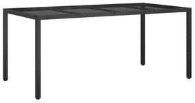 vidaXL Τραπέζι Φαγητού Μαύρο 190x90x75 εκ. Πολυ Ρατάν
