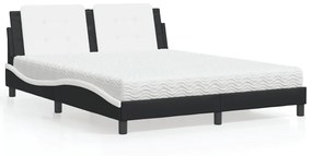 Κρεβάτι με Στρώμα Zadar Μαύρο/Λευκό 160x200 εκ. από Συνθετικό Δέρμα