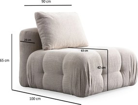 Corner Sofa Amaris 3 Seater With Pouffe - Beige Beige