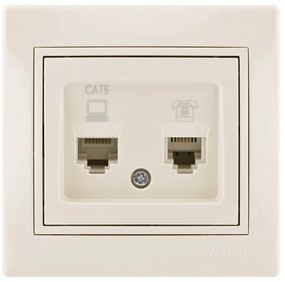 Lezard Πρίζα RJ11+RJ45 Cat 6 Κρεμ Mira (Πλήρης) 701.0303144