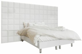 Κρεβάτι continental Logan 102, Continental, Διπλό, Άσπρο, 180x200, Οικολογικό δέρμα, Τάβλες για Κρεβάτι, 360x200x180cm, 159 kg, Στρώμα: Ναι
