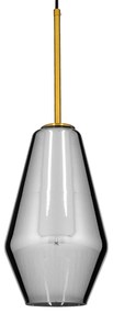 AMARIS 00874 Μοντέρνο Κρεμαστό Φωτιστικό Οροφής Μονόφωτο 1 x E27 Γυάλινο Φιμέ Νίκελ Φ17 x Υ30cm