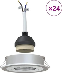 vidaXL Σποτ 24 pcs Ασημί 9 x 9 x 2 εκ. Αλουμίνιο