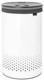 Brabantia 1004179 Καλάθι πλυντηρίου, 60 L, πλαστικό καπάκι, πλήρωση χωρίς άνοιγμα, οπές εξαερισμού, λευκό