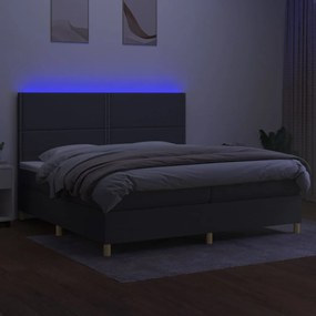 ΚΡΕΒΑΤΙ BOXSPRING ΜΕ ΣΤΡΩΜΑ &amp; LED ΣΚ.ΓΚΡΙ 200X200ΕΚ. ΥΦΑΣΜΑΤΙΝΟ 3135382