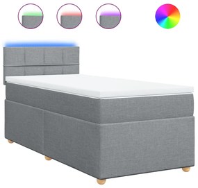 vidaXL Κρεβάτι Boxspring με Στρώμα Ανοιχτό Γκρι 80x200 εκ. Υφασμάτινο