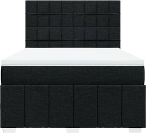 vidaXL Κρεβάτι Boxspring με Στρώμα Μαύρο 140x190 εκ. Υφασμάτινο