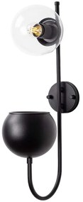 Φωτιστικό Τοίχου - Απλίκα Pot 942FLG2158 15x23x61cm E14 40W Black-Clear Opviq