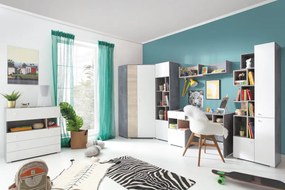 Σιφονιέρα Omaha J110, Άσπρο, Σκυρόδεμα, Δρυς, Με συρτάρια, Αριθμός συρταριών: 4, 90x85x40cm, 40 kg | Epipla1.gr