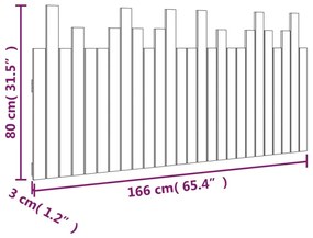 Κεφαλάρι Τοίχου Μαύρο 166 x 3 x 80 εκ. από Μασίφ Ξύλο Πεύκου - Μαύρο