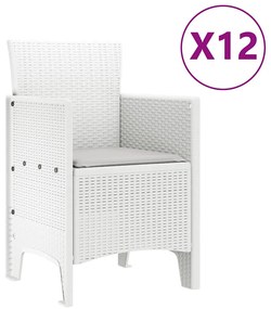 vidaXL Σέτ φαγητού για κήπο με μαξιλάρι 13 pcs Λευκό και Ανοιχτό γκρι
