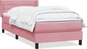 vidaXL Box Spring κρεβάτι με στρώμα ροζ 90x210 εκ. Βελούδινο