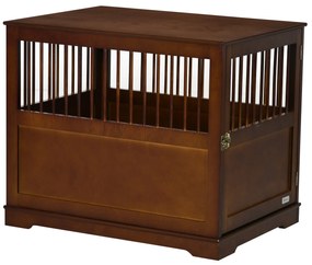 PawHut Κλουβί για σκύλους με κλειδαριά, ανυψωμένη βάση, Κλουβί μεταφοράς, 80,5 cm x 59,5 cm x 67,5 cm, Καφέ