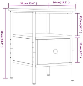 Κομοδίνο Sonoma Δρυς 34 x 36 x 50 εκ. από Επεξεργασμένο Ξύλο - Καφέ