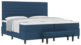 vidaXL Κρεβάτι με βάση και στρώμα & πάγκο μπλε 200x200 εκ. υφασμάτινο