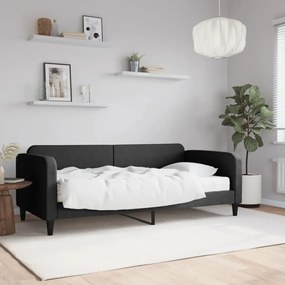 Καναπές Κρεβάτι με Στρώμα Μαύρο 90 x 200 εκ. Υφασμάτινο