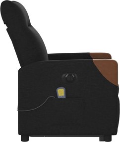 vidaXL Πολυθρόνα Μασάζ Ηλεκ. Ανακλινόμενη με Ανύψωση Μαύρη Υφασμάτινη