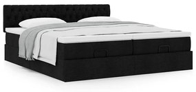 Οθωμανικό κρεβάτι με στρώματα Μαύρο 180x200cm Ύφασμα