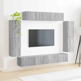 vidaXL Ντουλάπι TV 8 pcs Γκρίζο Σονομα