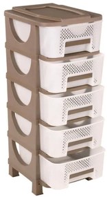 Συρταριέρα αποθήκευσης "OYMA" από πλαστικό σε χρώμα λευκό/μπεζ 38x42x95