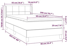 ΚΡΕΒΑΤΙ BOXSPRING ΜΕ ΣΤΡΩΜΑ ΣΚΟΥΡΟ ΓΚΡΙ 90X200 ΕΚ. ΥΦΑΣΜΑΤΙΝΟ 3130242