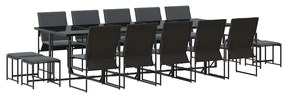 vidaXL Σετ Κήπου  15 τεμαχίων με μαξιλάρια, ατσάλι και ύφασμα τεξτιλέν.