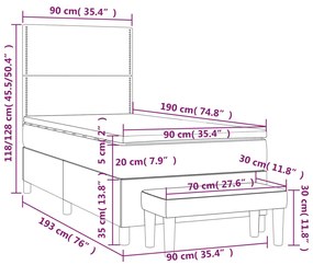 Κρεβάτι Boxspring με Στρώμα Ροζ 90x190 εκ. Βελούδινο - Ροζ