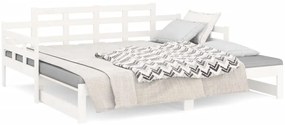 vidaXL Καναπές Κρεβάτι Συρόμενος Λευκός 2x(90x200) εκ. από Μασίφ Πεύκο
