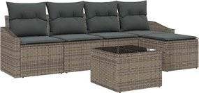 vidaXL Σετ Καναπέ με μαξιλάρι 6 pcs Γκρι συνθετικό ρατάν