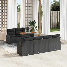vidaXL Σετ Καναπέ Κήπου με μαξιλάρι 8 pcs Μαύρο 100 x 55 x 73 εκ