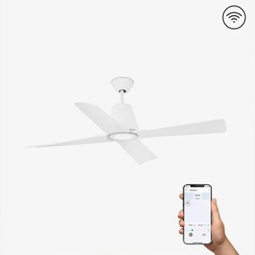 Ανεμιστήρας Οροφής Typhoon 33480WP-14 Smart Fan Με Φως Led 19W 3000K Και Τηλεχειριστήριο D130cm White Faro Barcelona