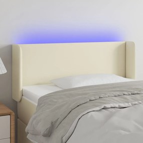 vidaXL Κεφαλάρι Κρεβατιού LED Κρεμ 83x16x78/88 εκ. Συνθετ. Δέρμα