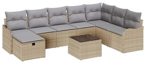 vidaXL Σετ Καναπέ Κήπου με μαξιλάρι 9 pcs μπεζ και ανοιχτό γκρι