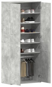 vidaXL Ντουλάπι Παπουτσιών Γκρι 80x39x180 εκ. Οικονομικό ξύλο